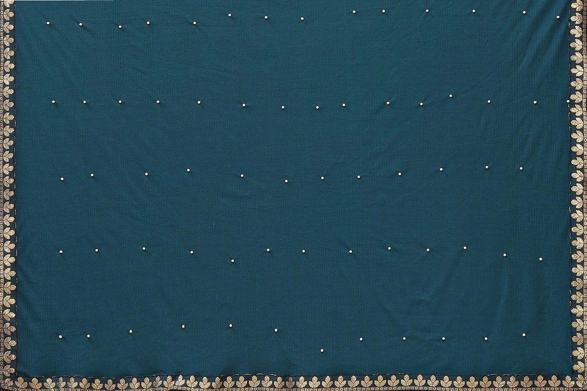Vamika Goergette Silk Thread Work Rama Bollywood Style Saree - Distacart