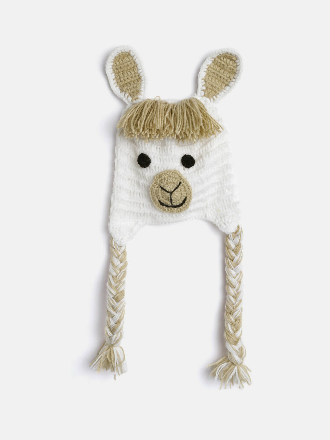 Chutput Kids Woollen Hand Knitted Llama Detail Cap - White - Distacart