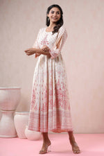 Thumbnail for Juniper Women Ivory American Crepe Printed Flared Dress - Distacart
