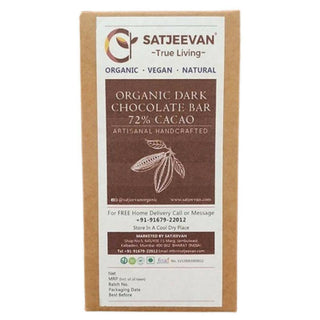 Satjeevan Organic Dark Chocolate Bar 72% Cacao - Distacart