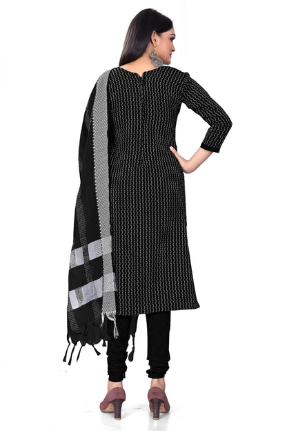Black Cotton Jacquard Woven Unstitched Dress Material - Amara - Distacart