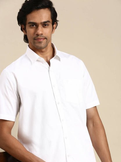 Ramraj Cotton Mens Half Sleeve White Shirt Plus Size - Pure Cotton - Distacart