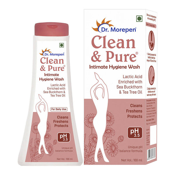 Dr. Morepen Clean & Pure Intimate Wash for Women with Tea Tree Oil & Sea Buckthorns, Hygiene Wash - Distacart