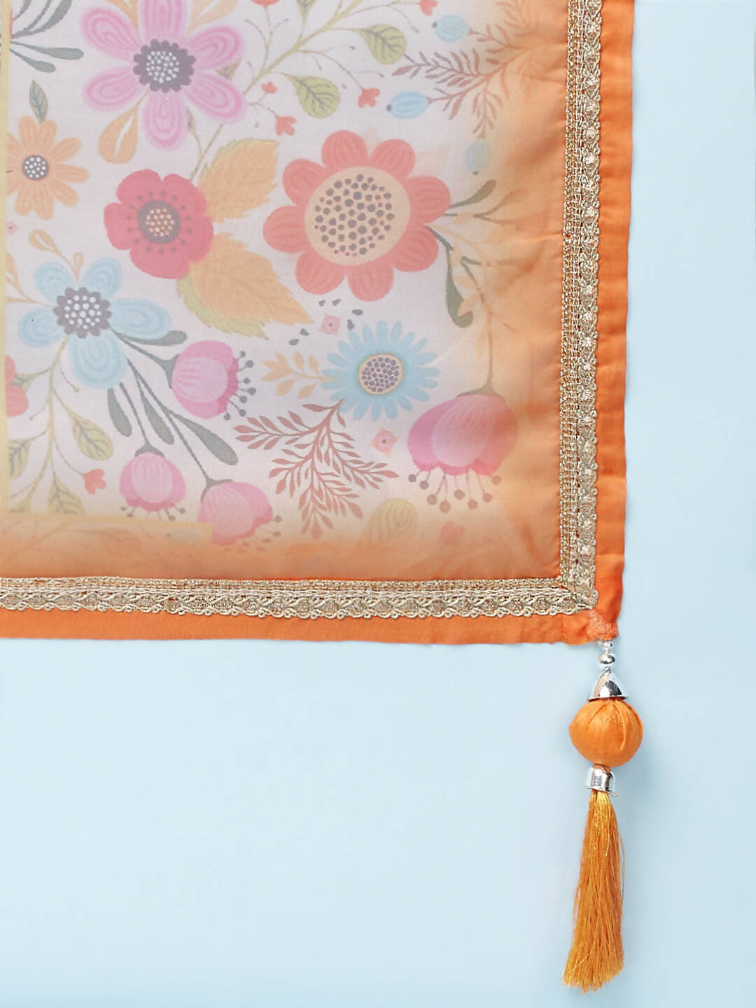 House of Panchhi Orange Organza Floral Printed Lehenga choli & Dupatta - Distacart