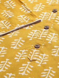 Thumbnail for Vamika Printed Cotton Yellow Party Wear/Casual Wear Kurta Set/Suit - Distacart