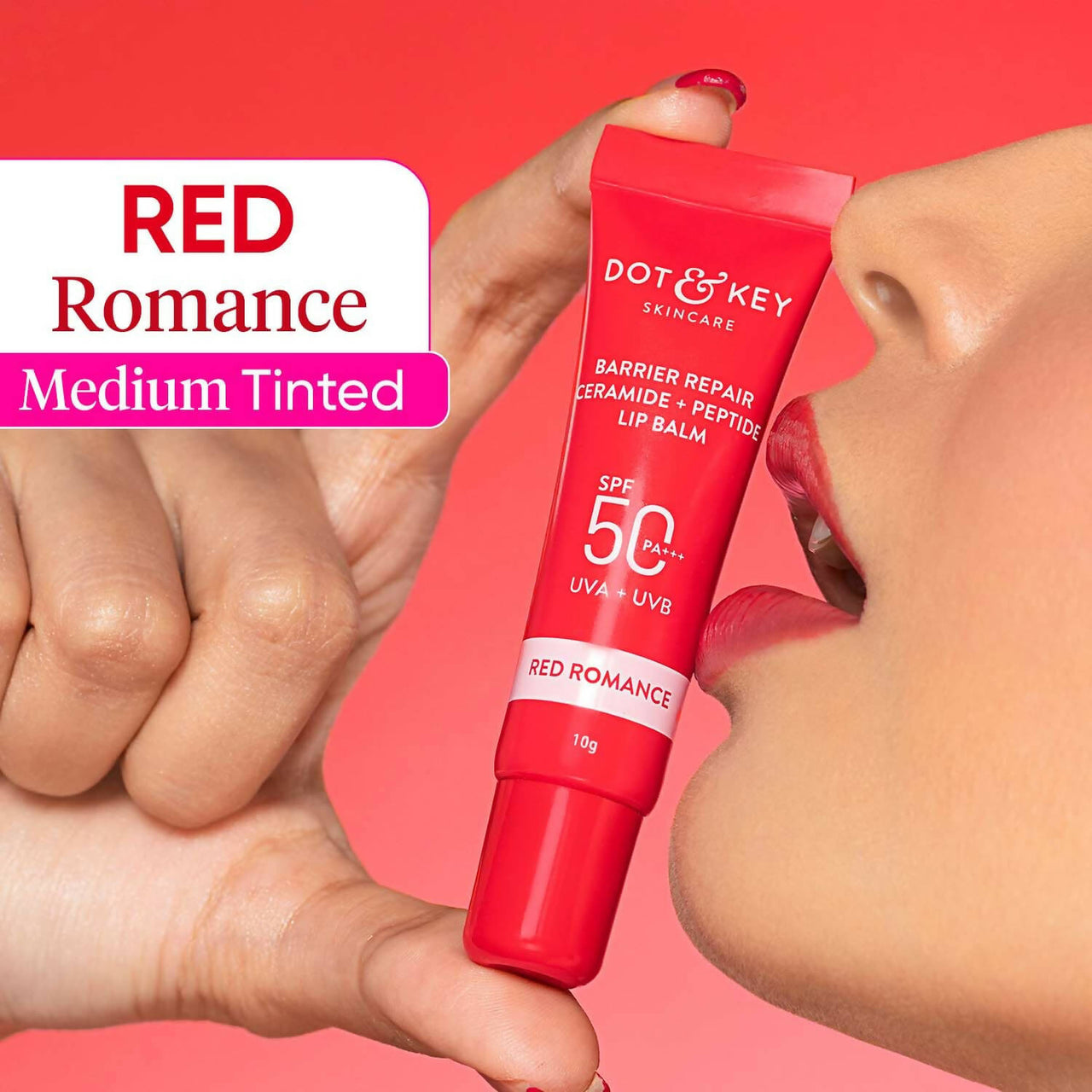 Dot & Key Barrier Repair Ceramide & Peptide SPF 50 Lip Balm - Red Romance - Distacart