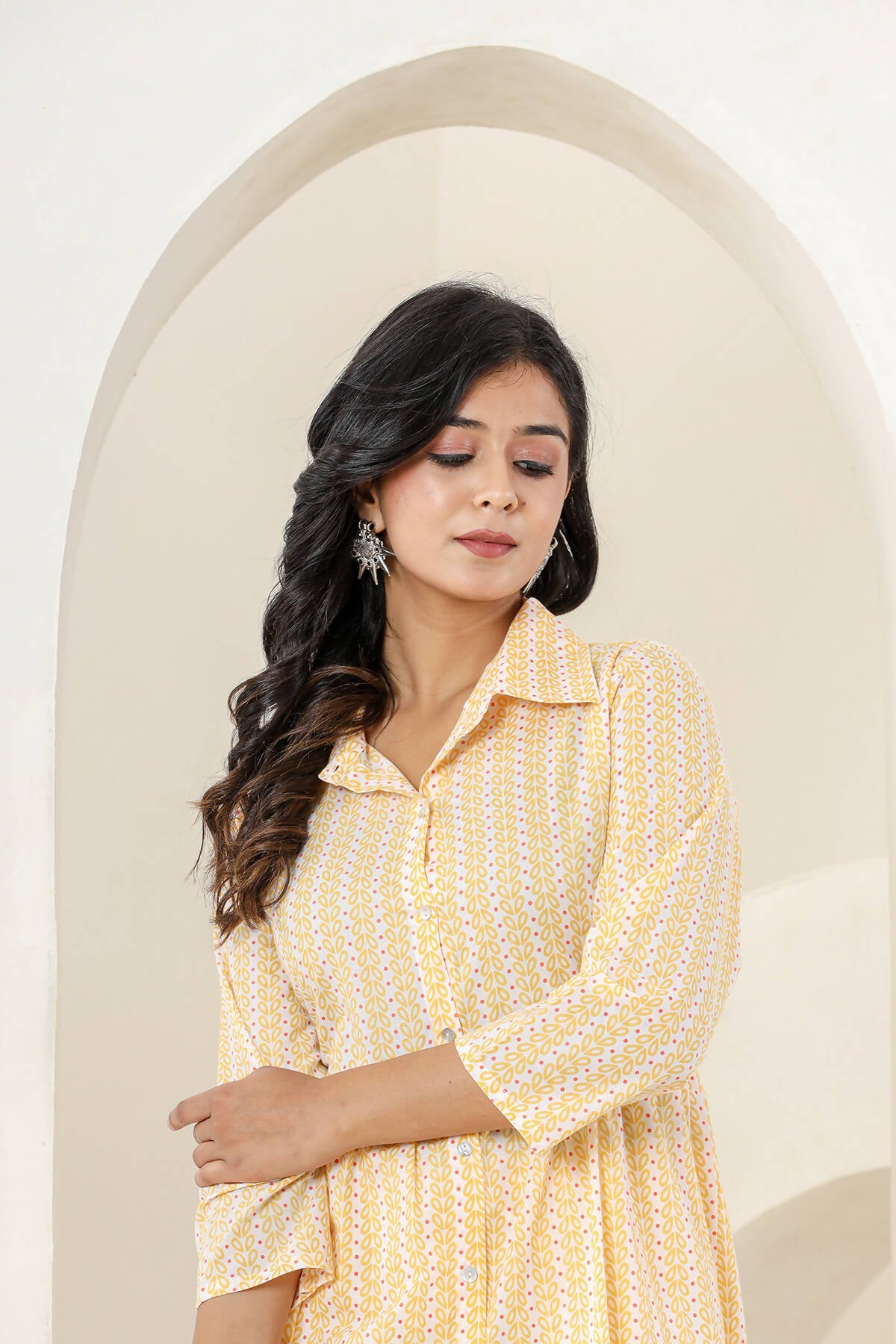 Kaajh Women's Yellow Printed Cotton Co-ord Set - Distacart