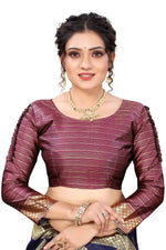 Thumbnail for Vamika Ethnic Fire Navy Blue Weaving Banarasi Jacquard Saree - Distacart