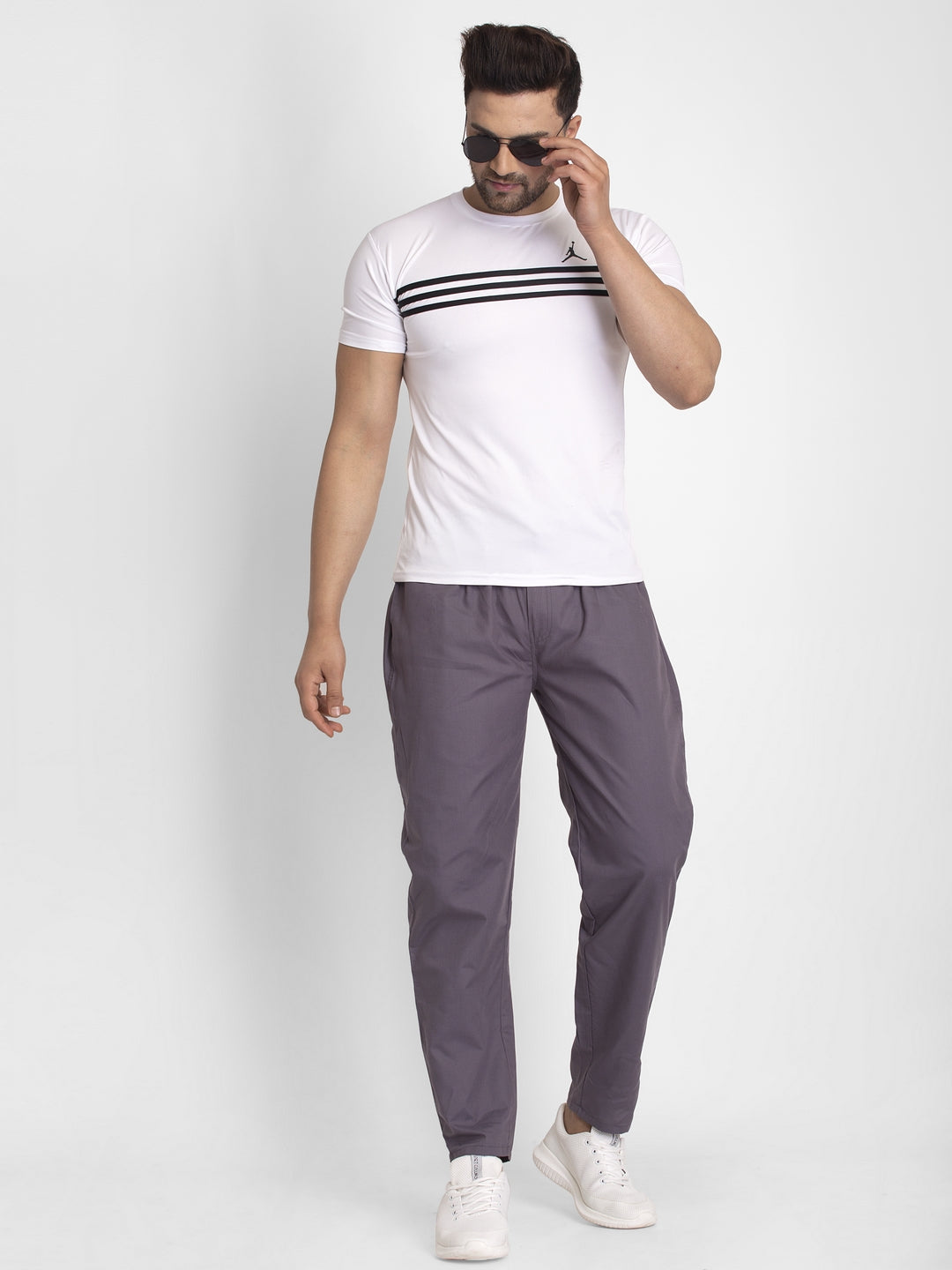 Jainish Men's Grey Solid Cotton Track Pants ( JOG 011Grey ) - Distacart