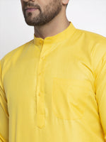 Thumbnail for Jompers Men's Lemon Cotton Solid Kurta Payjama Sets