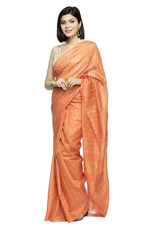 Mominos Fashion Orange Color Bhagalpuri Saree