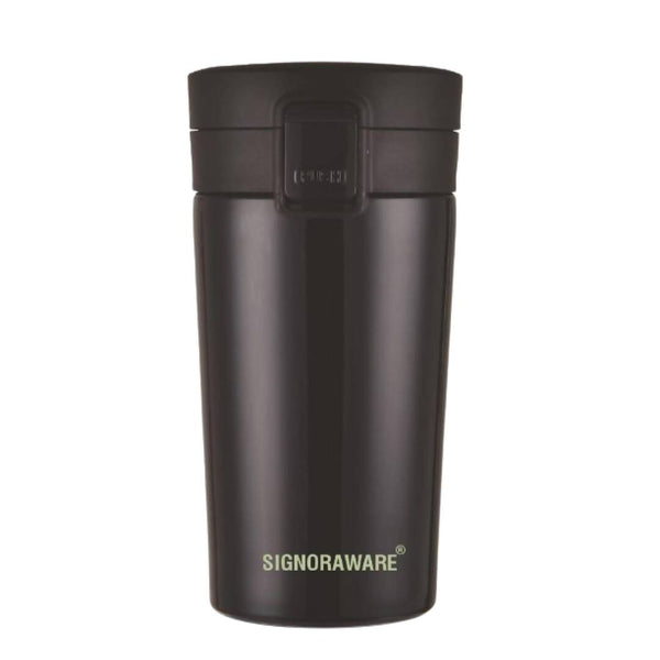 Signoraware Hot Pour Coffeemate Insulated Mug Tumbler - 350 ml (Black) - Distacart