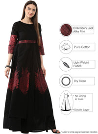 Thumbnail for Ahalyaa Black & Red Cotton Blend Floor Length Anarkali Kurta Dress
