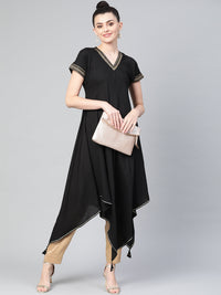 Thumbnail for Ahalyaa Women Black Kimono Style kurta