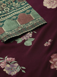Thumbnail for Ahalyaa Women Burgundy & Green Printed Kurta Set
