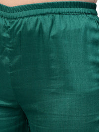Thumbnail for Ahalyaa Green Solid Kurta with Trousers & Dupatta