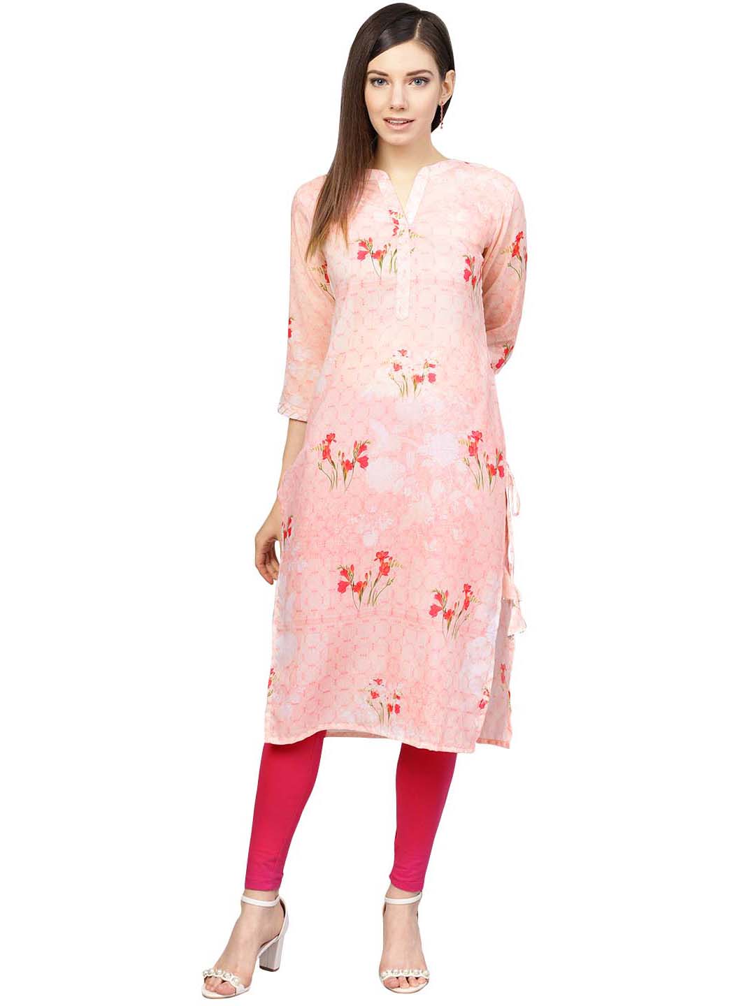 Ahalyaa Printed Floral Muslin Straight Kurta For Women