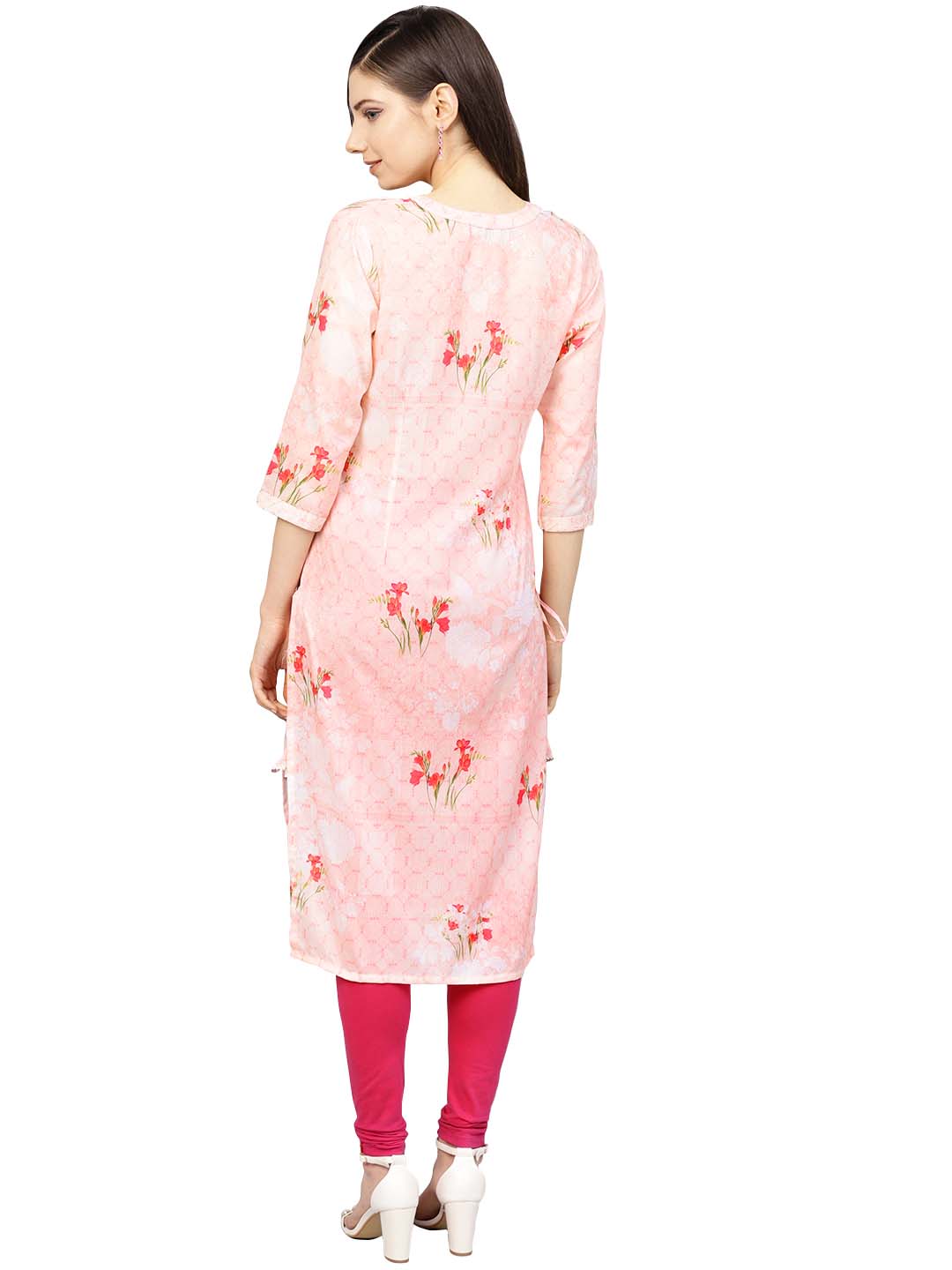Ahalyaa Printed Floral Muslin Straight Kurta For Women