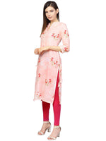 Thumbnail for Ahalyaa Printed Floral Muslin Straight Kurta For Women