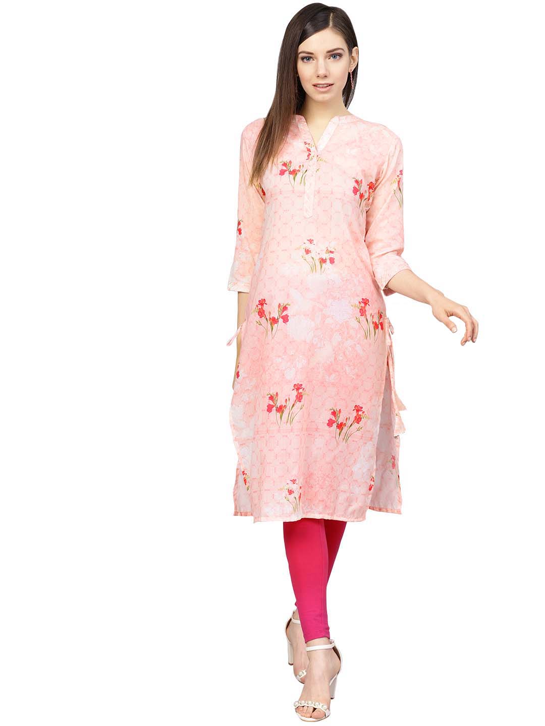 Ahalyaa Printed Floral Muslin Straight Kurta For Women