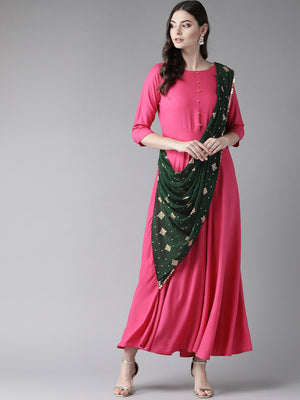 Ahalyaa Women's Dark Pink Gown