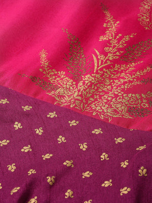 Ahalyaa Women Purple & Golden Screen Printed Maxi Dress