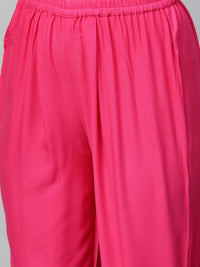 Thumbnail for Ahalyaa Women Navy Blue & Pink Colourblocked Kurta with Trousers
