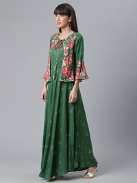 Thumbnail for Ahalyaa Viscose Rayon Green Floral Printed Beautiful Kurta