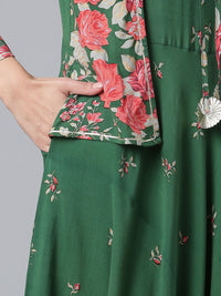 Thumbnail for Ahalyaa Viscose Rayon Green Floral Printed Beautiful Kurta