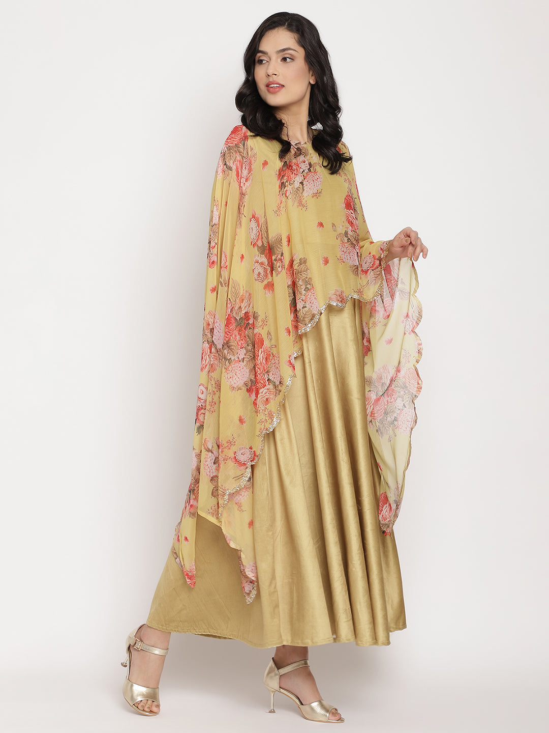 Buy Girls Yoke Design Mandarin Collar Regular Gotta Patti Velvet Kurta With  Salwar - Mini Marvels Online at Best Price | Distacart