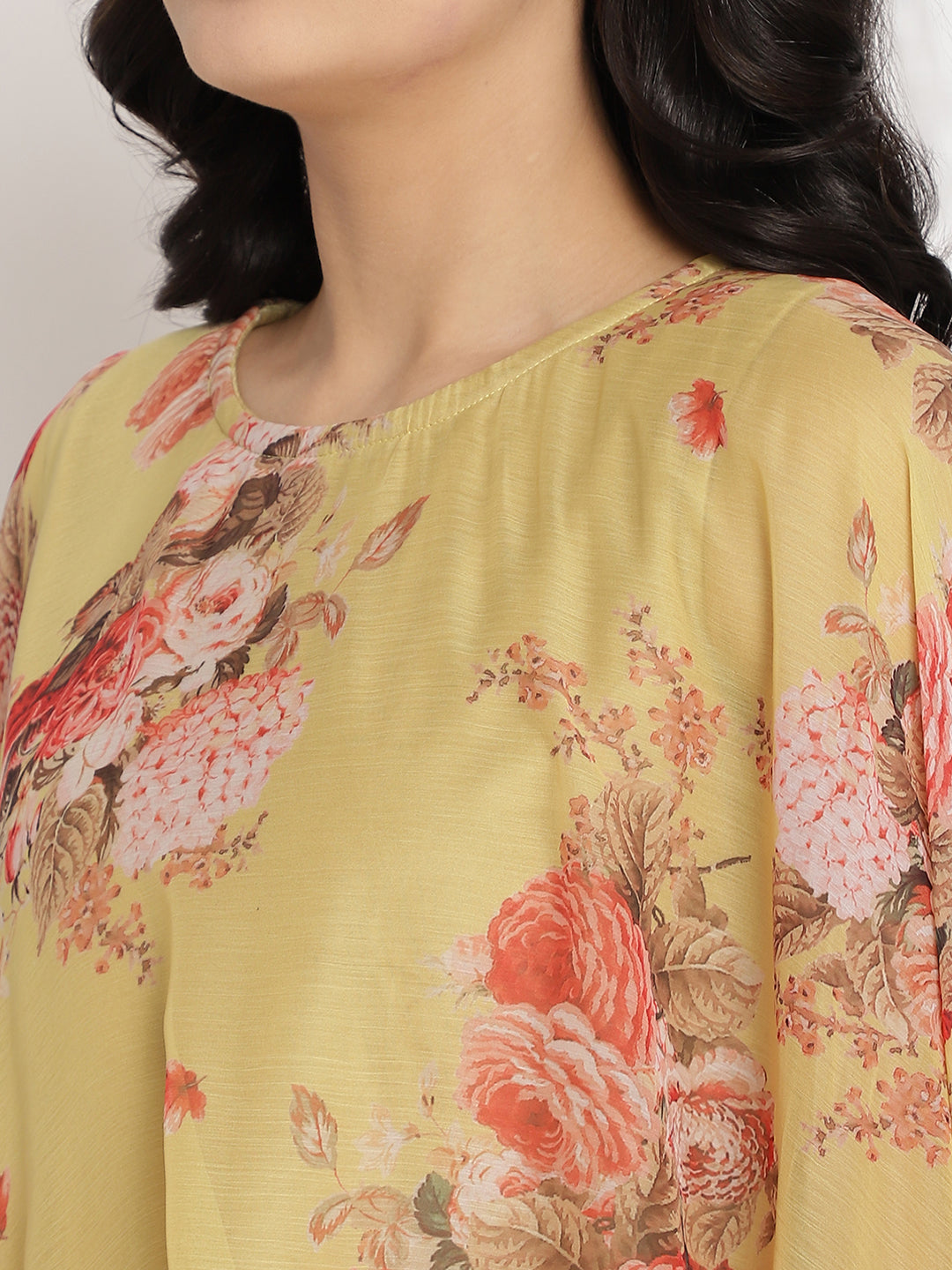 Ahalyaa Women's Mustard Color Velvet Kurta With Attached Printed Dupatta