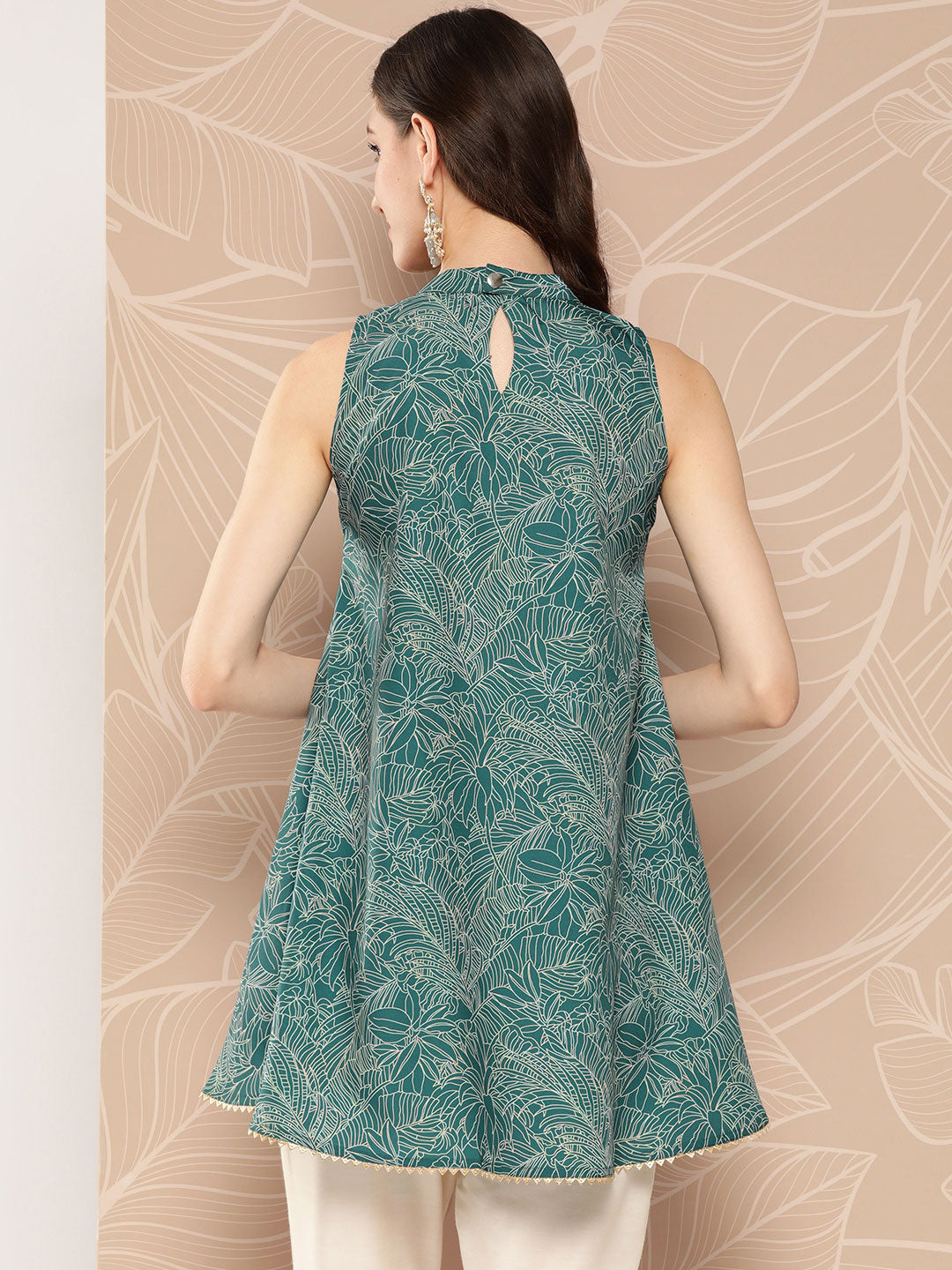Inaya Halter Neck Ajrakh Cotton Dress - Charcoal