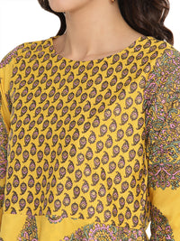Thumbnail for Ahalyaa Mustard Printed Layerd Tunic