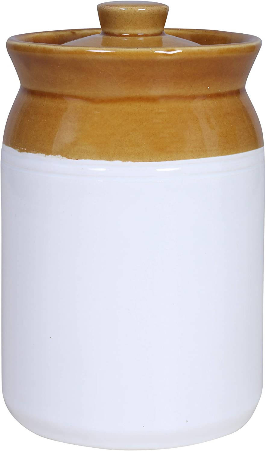 Raj Royal Cream Pottery Hand Painted Ceramic Cornichon Storage Jar 