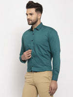 Thumbnail for Jainish Teal Blue Formal Shirt with black detailing ( SF 411Teal ) - Distacart