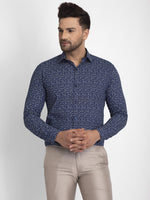 Thumbnail for Jainish Navy Blue Printed Formal Shirt ( JSF 426Navy ) - Distacart