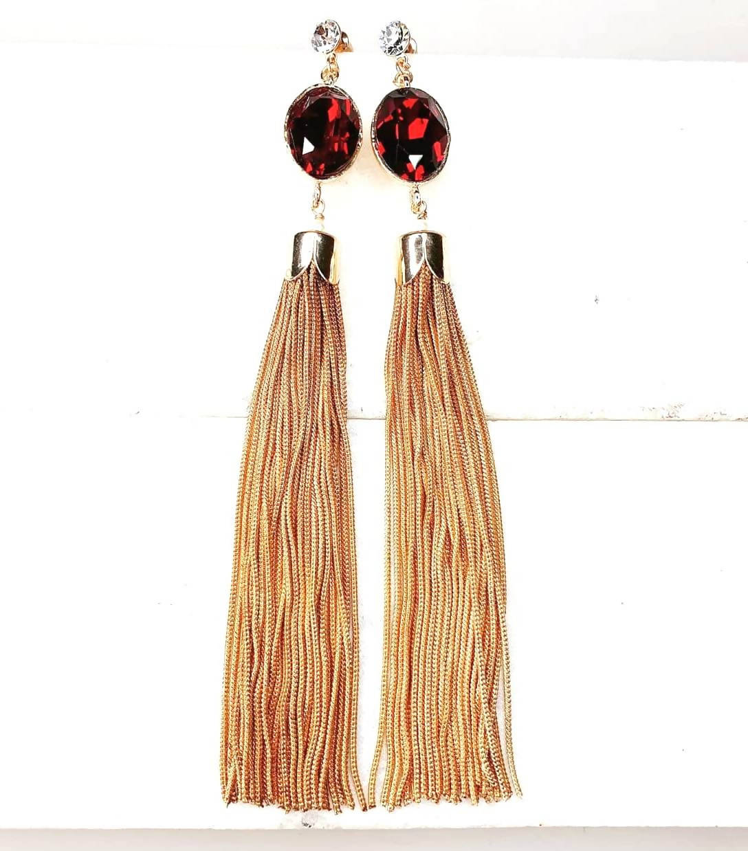 Bling Accessories Swarovski Siam Garnet Red Earrings - Distacart