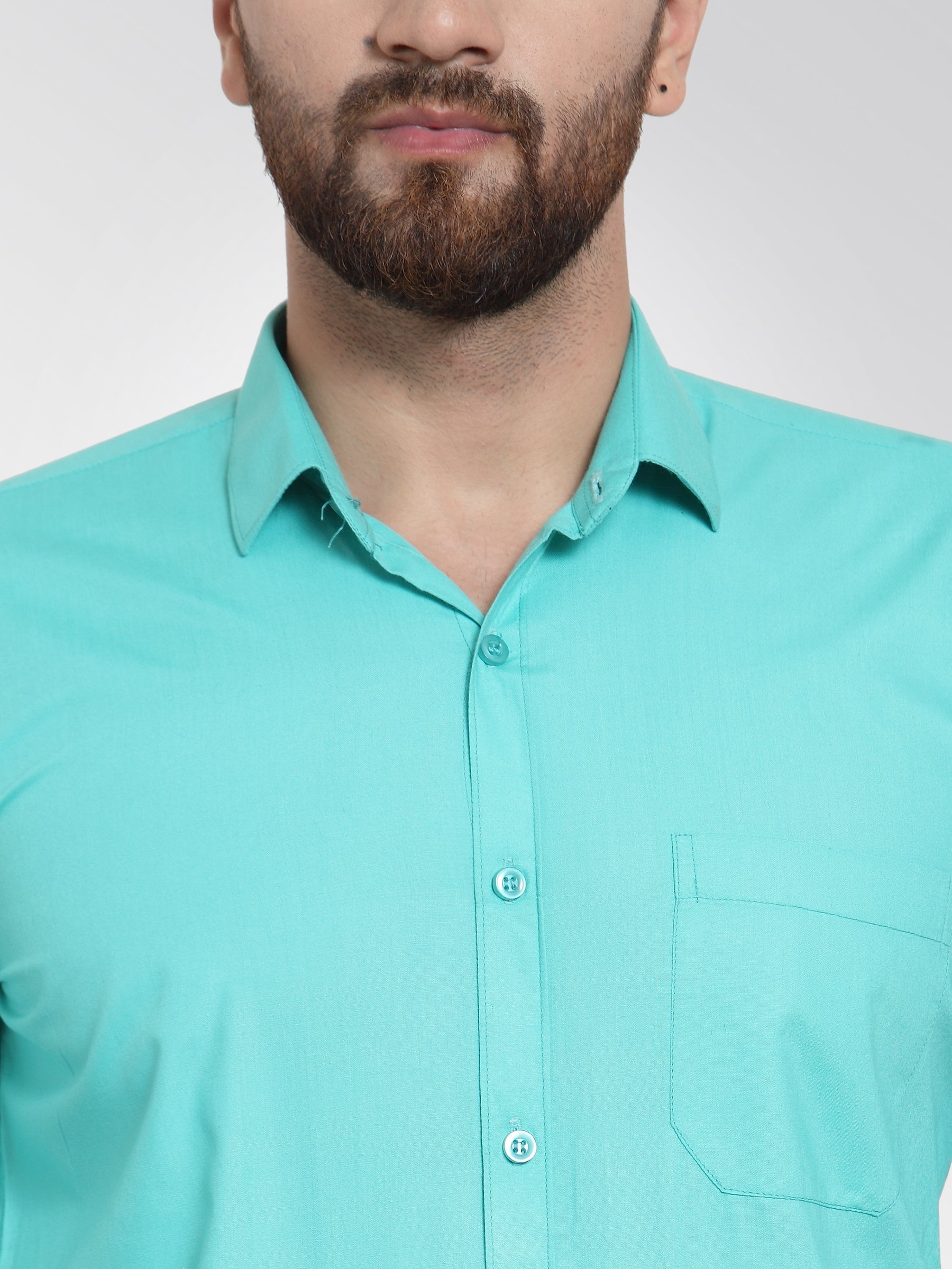 Jainish Men's Cotton Solid Aqua Blue Formal Shirt's ( SF 361Aqua ) - Distacart