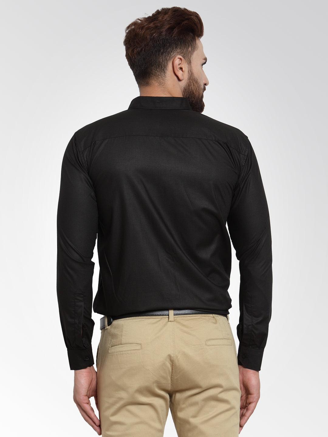 Jainish Men's Cotton Solid Black Formal Shirt's ( SF 361Black ) - Distacart