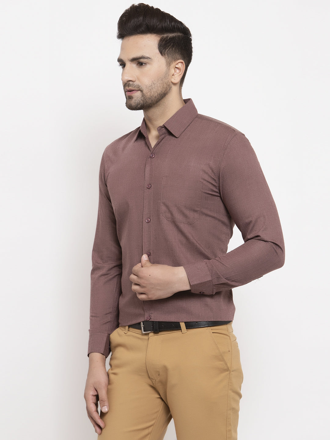 Jainish Men's Cotton Solid Brown Formal Shirt's ( SF 361Brown ) - Distacart