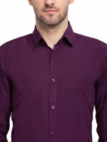 Thumbnail for Jainish Men's Cotton Solid Burgundy Purple Formal Shirt's ( SF 361Burgundy ) - Distacart