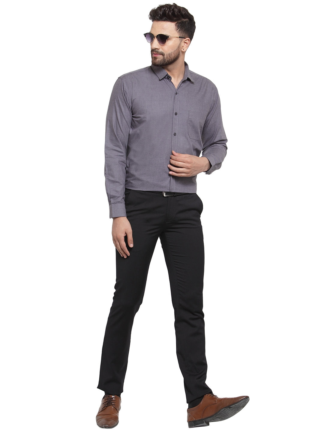 Jainish Men's Cotton Solid Charcoal Grey Formal Shirt's ( SF 361Charcoal ) - Distacart