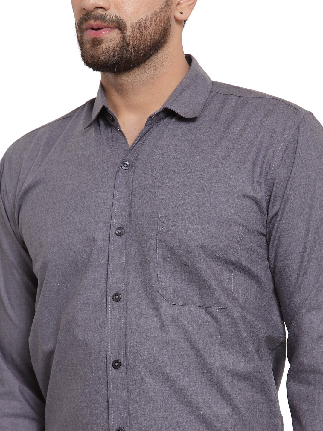 Jainish Men's Cotton Solid Charcoal Grey Formal Shirt's ( SF 361Charcoal ) - Distacart