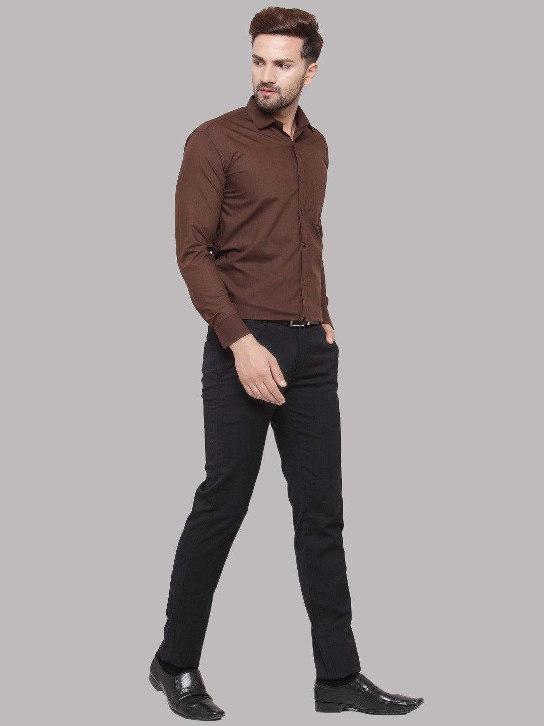 Jainish Men's Cotton Solid Coffee Formal Shirt's ( SF 361Coffee ) - Distacart