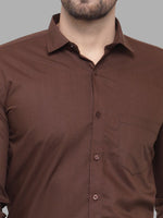 Thumbnail for Jainish Men's Cotton Solid Coffee Formal Shirt's ( SF 361Coffee ) - Distacart