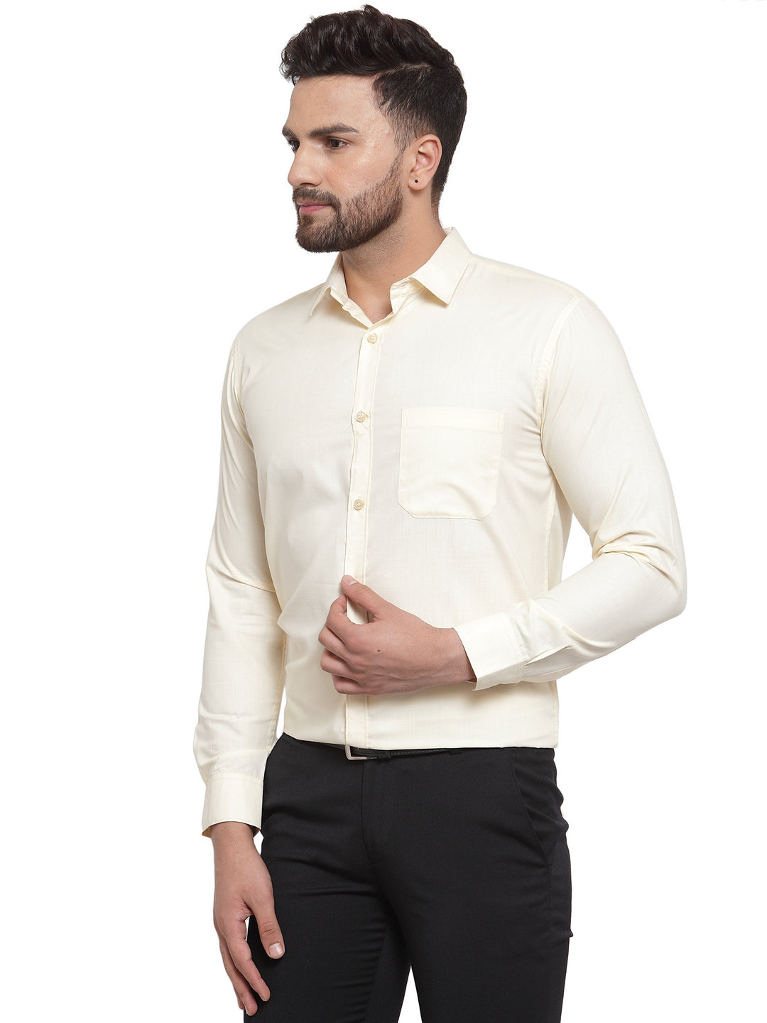 Jainish Men's Cotton Solid Cream Formal Shirt's ( SF 361Cream ) - Distacart