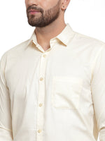 Thumbnail for Jainish Men's Cotton Solid Cream Formal Shirt's ( SF 361Cream ) - Distacart