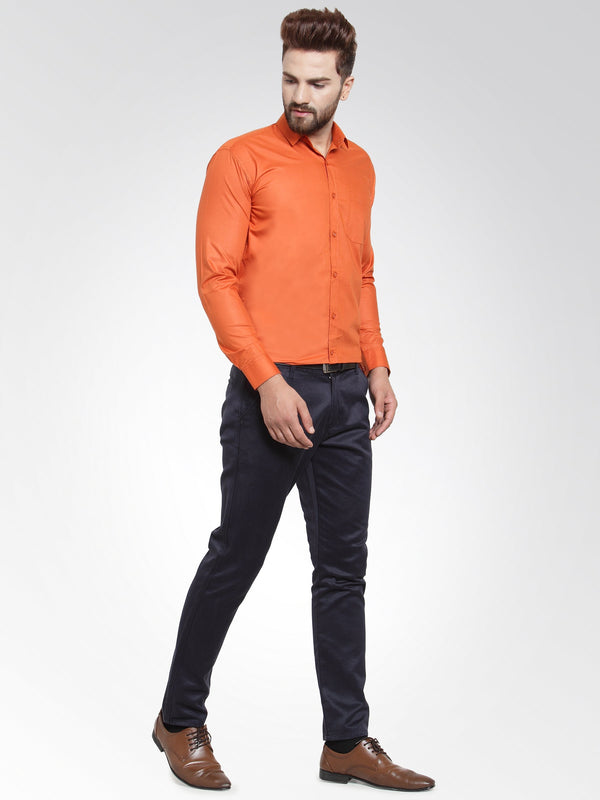Jainish Men's Cotton Solid Dark Orange Formal Shirt's ( SF 361DO ) - Distacart