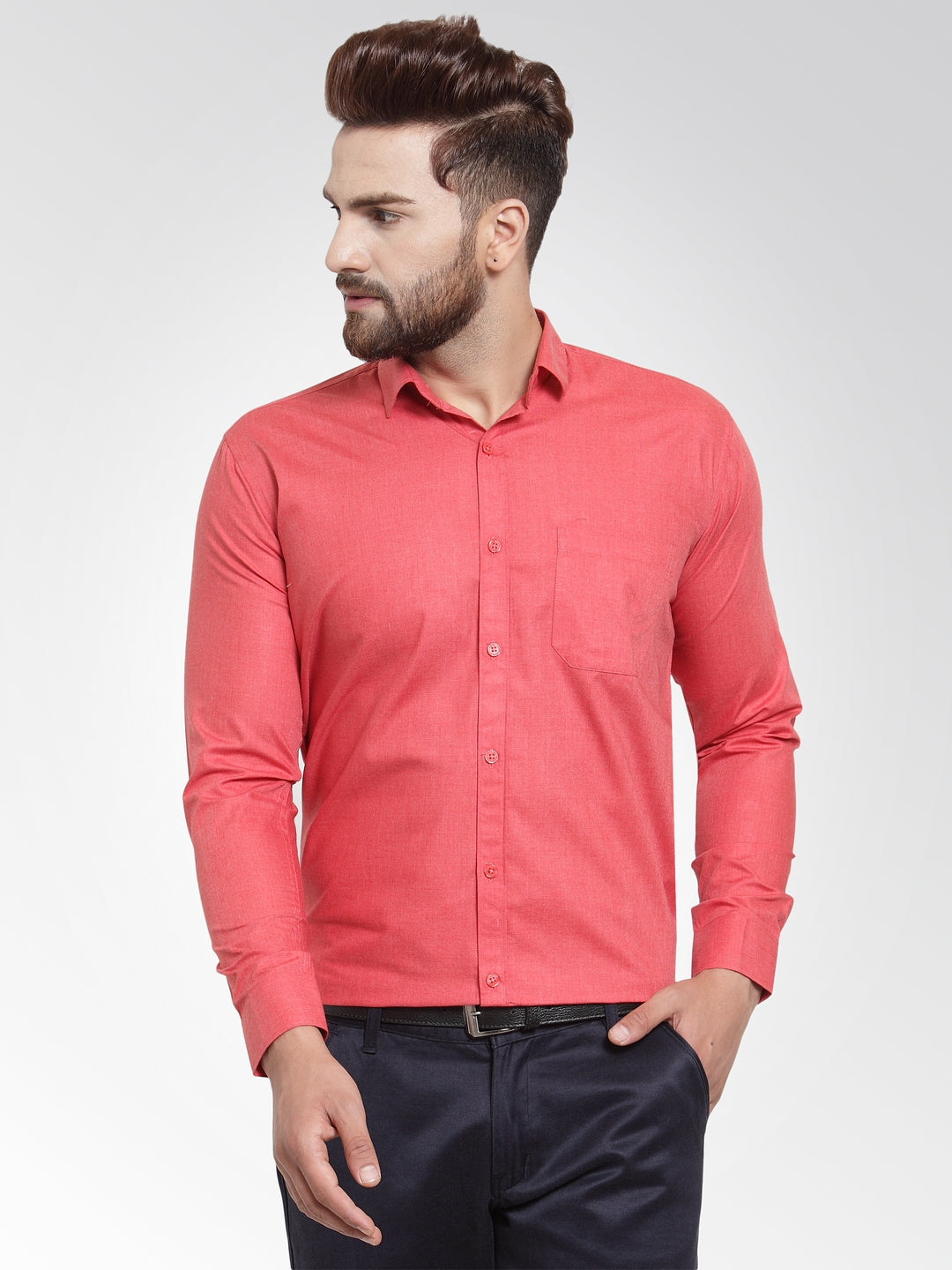 Buy Jainish Men's Cotton Solid Desire Orange Formal Shirt's ( SF ...