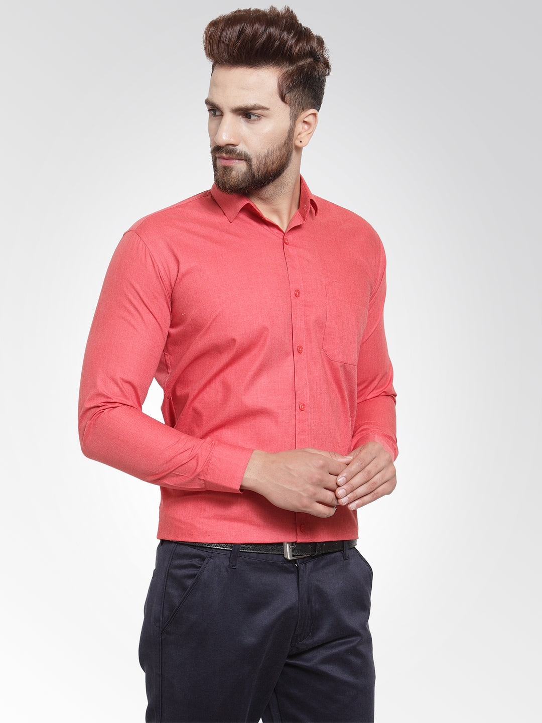 Buy Jainish Men's Cotton Solid Desire Orange Formal Shirt's ( SF ...